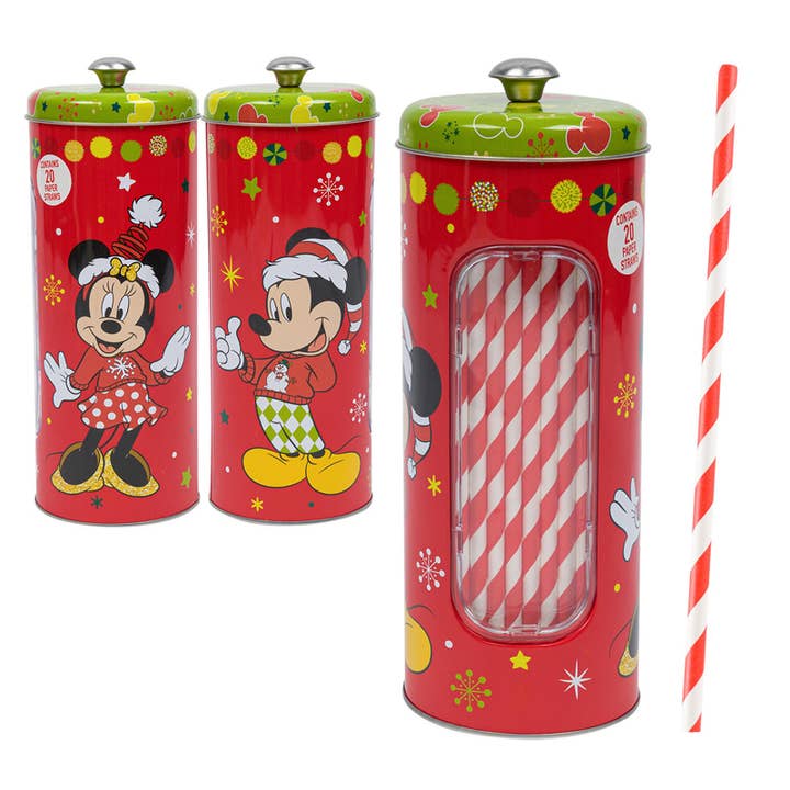 Christmas Mickey and Minnie Mouse Straw Holder for wholesale by Deluxe Import Trading