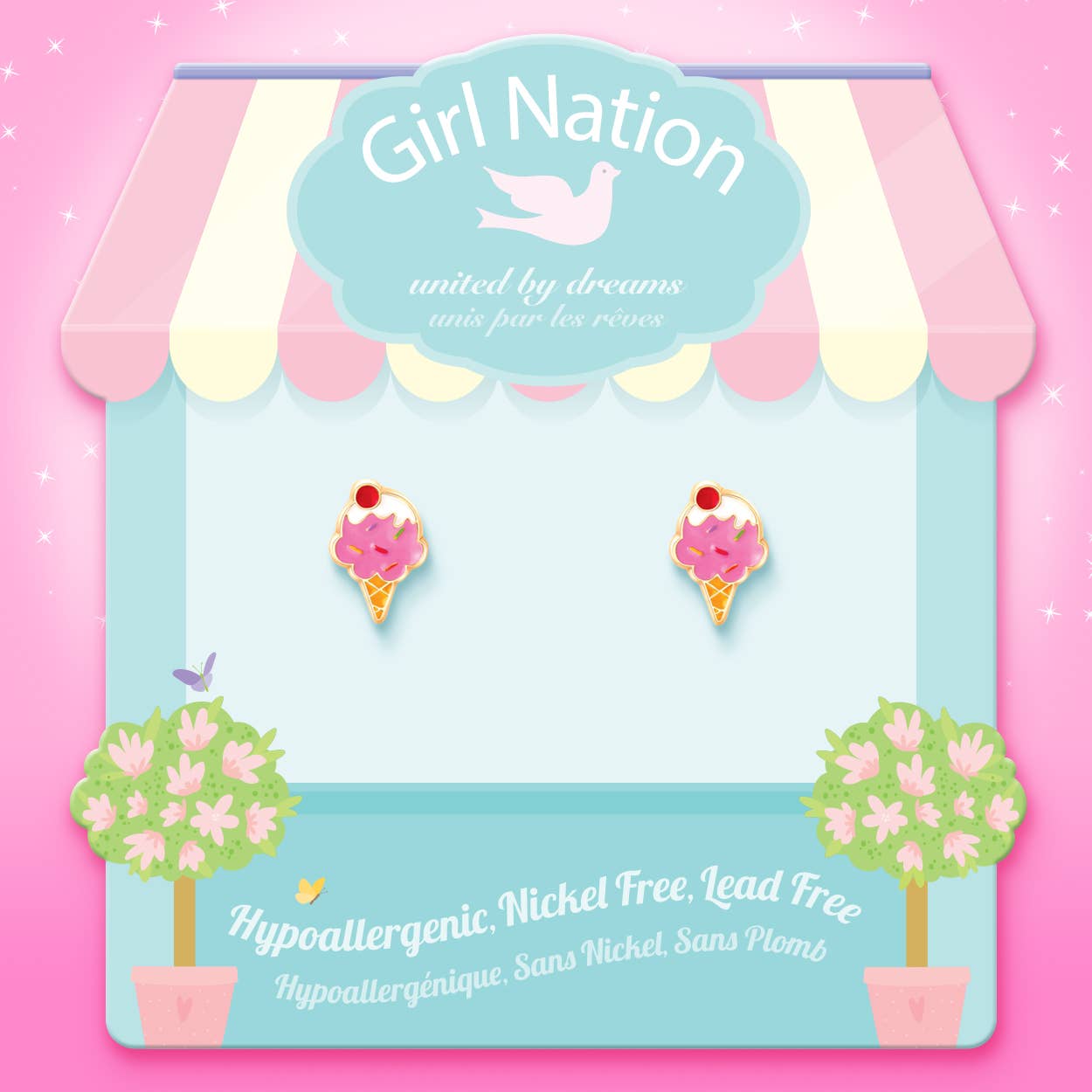 Girl Nation - Venta al por mayor Pendientes - Niños - Sueño de Helado | Pendientes Monos | Hipoalergénicos3
