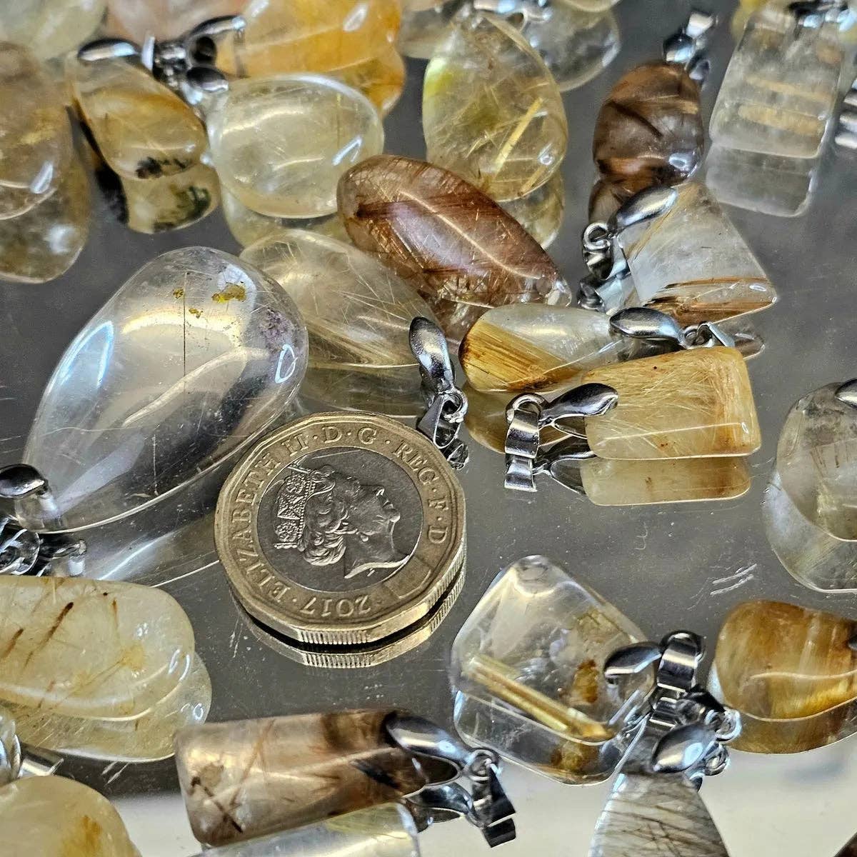 Distinction Crystals – wholesale Individual charm/pendant – Quartz Golden Rutile Crystal Pendant2