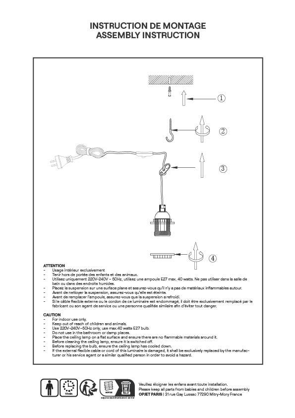 Noir Suspension douille baladeuse noire 300cm câble torsadé corde naturelle prise en vente sur Faire2