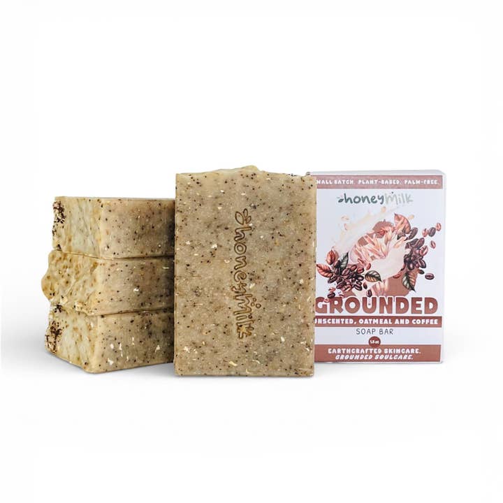 GROUNDED ( Unscented Coffee and Oats) Soap for wholesale by HoneyMilk