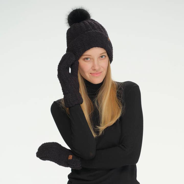 JOIA ACCESSORIES - Wholesale Beanie - Women's - CC COZY YARN HAT MITTEN SET, SEE 011110