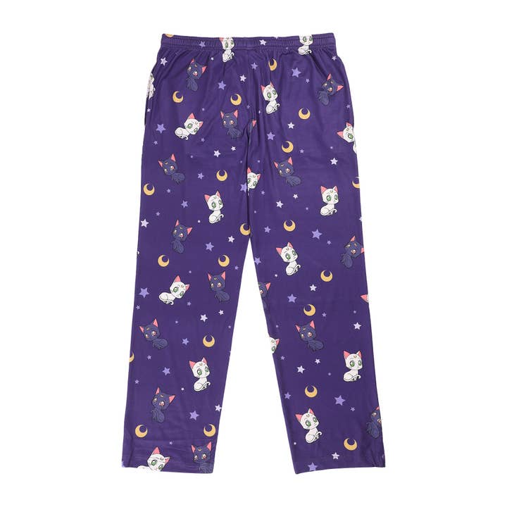 Bioworld Merchandising - Wholesale Sleepwear Bottom - Women's - Sailor Moon Artemis & Luna All-Over Print Women's Purple Quick Turn Sleep Pajama Pants5