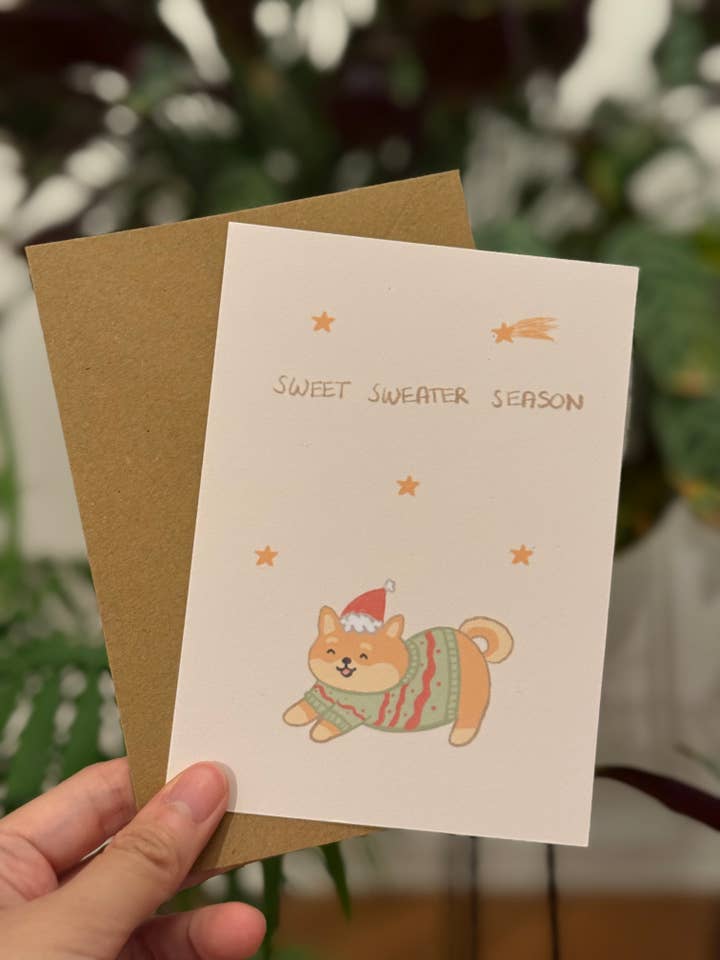 Cartão de Natal Fofo de Shiba Inu com Envelope por atacado de Chumi Studio