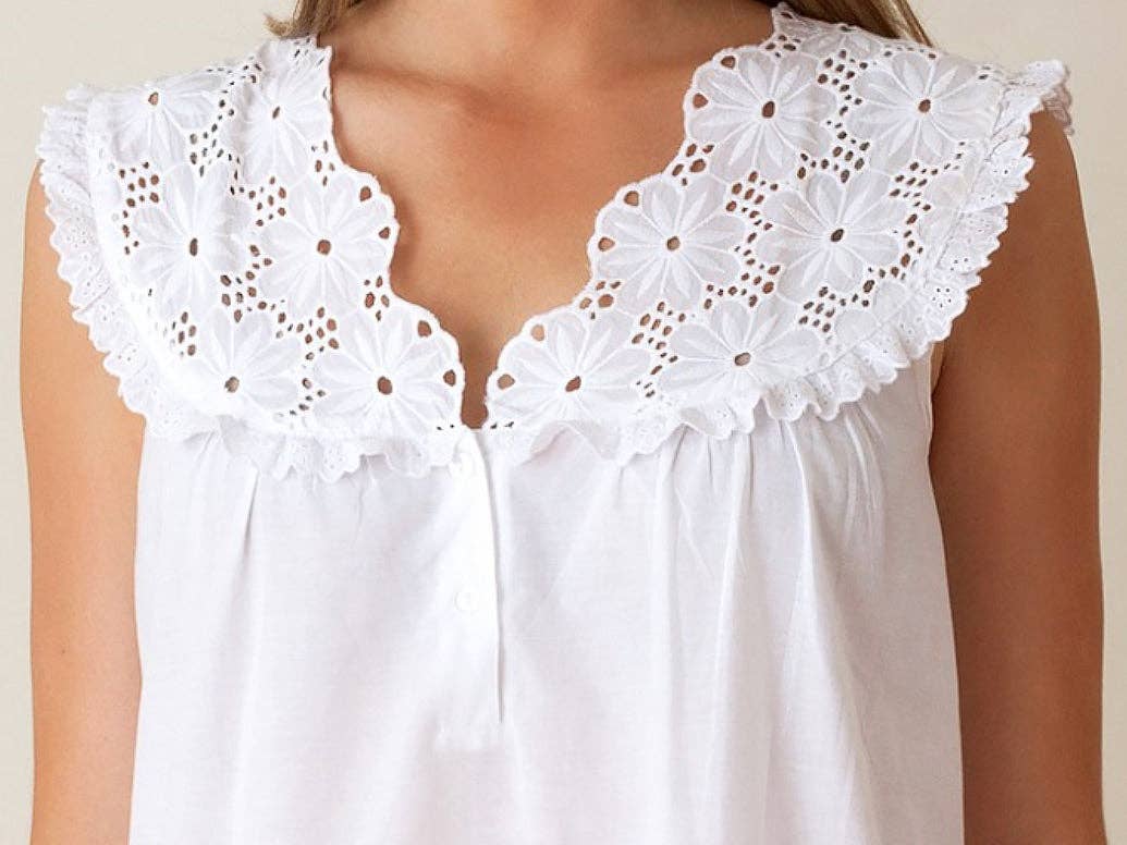 Jacaranda Living – wholesale Nightgown – Women’s – Eloise White Cotton Nightgown3