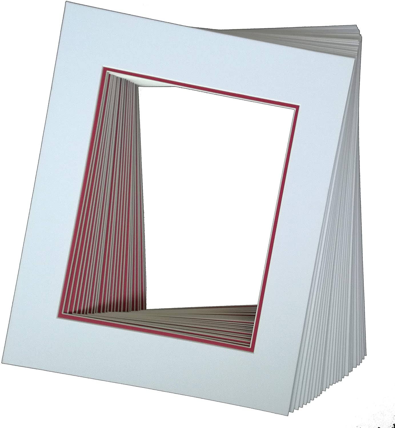 Studio 500 Inc. - Wholesale Picture Frame - 25-Packs of White Over Black and White Over Red Double Picture Mats with Openings in Various Sizes1