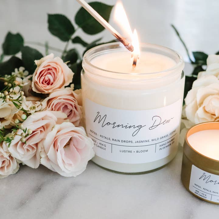 Morning Dew Soy Candle | Natural Soy Wax Candle | Hand-Poured Scented Candle for wholesale by LUSTRE + BLOOM