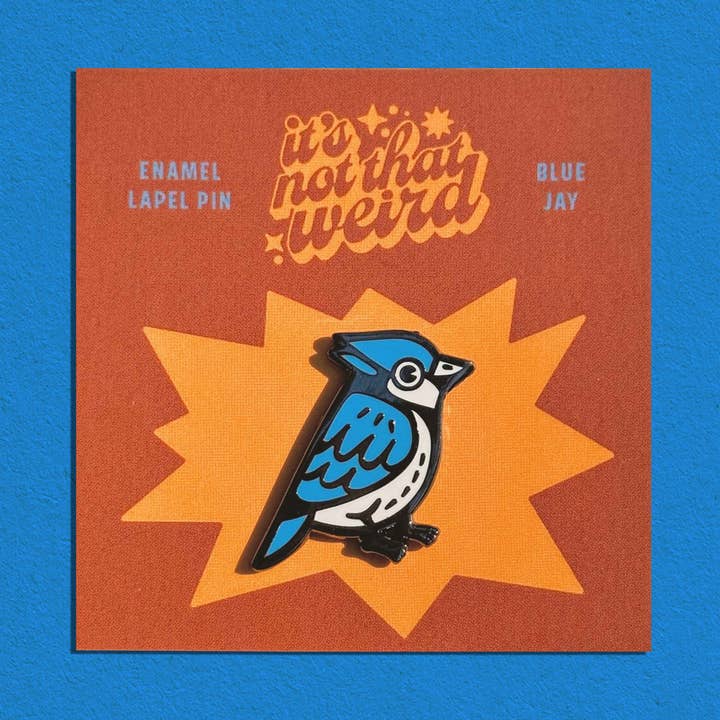 Blue Jay enamel pin for wholesale by It's Not That Weird