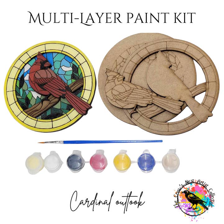 Layered art kit Cardinal outlook for wholesale by The Crow’s Nest Artist Collective