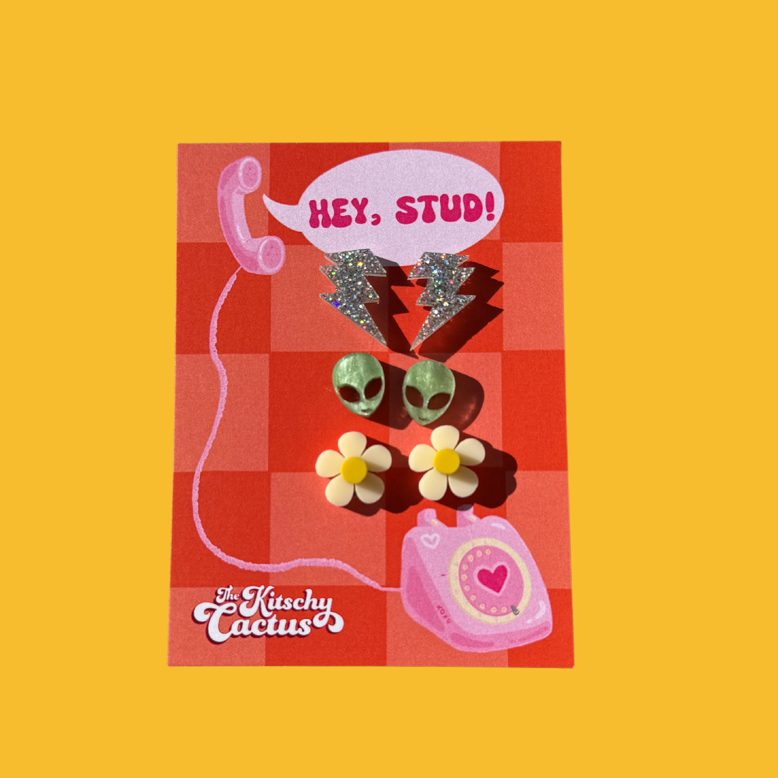The Kitschy Cactus - Wholesale Stud/Post Earrings - Hey Stud #3- Cute Acrylic Stud Earrings1