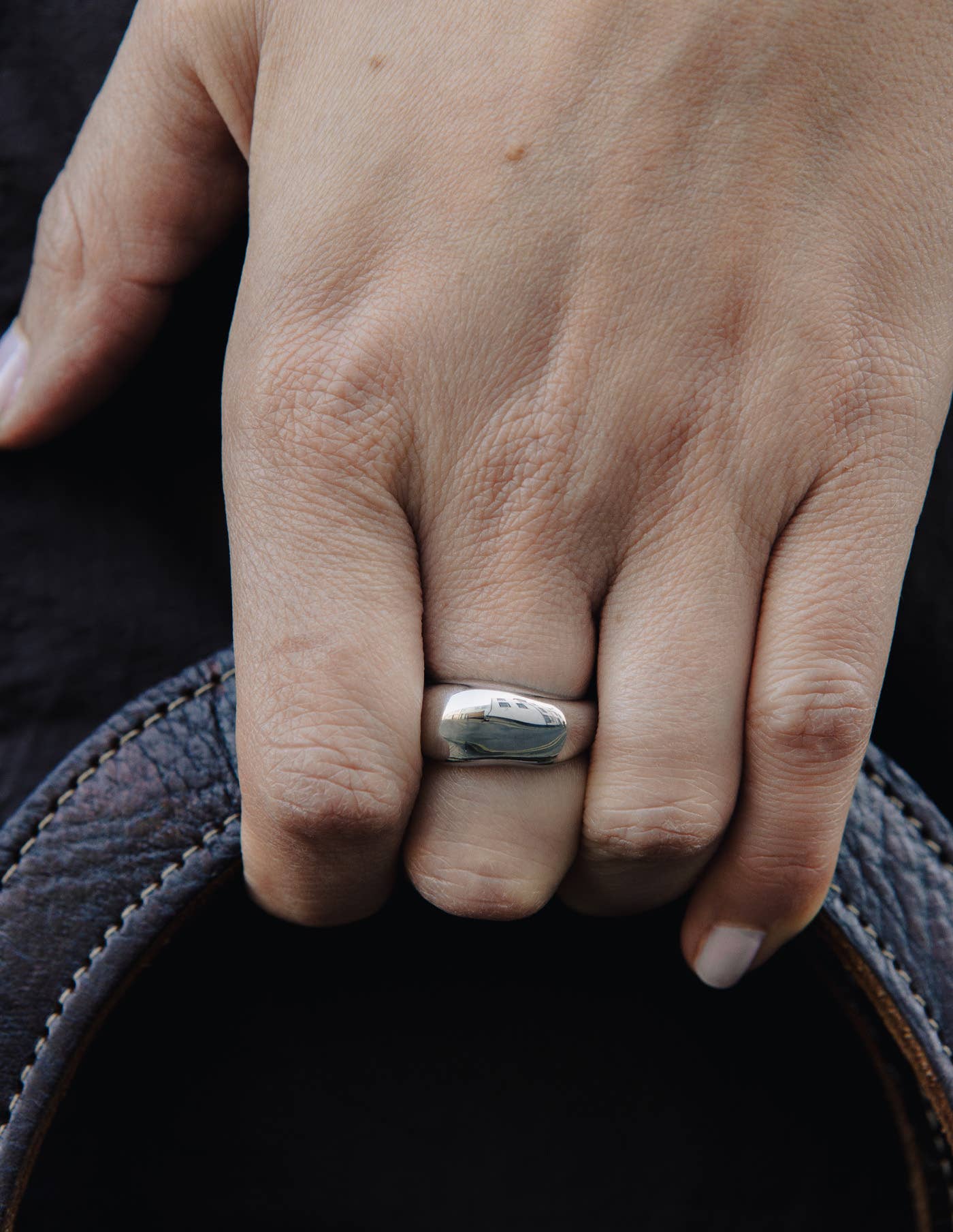 Nordic Muse – wholesale Band/stacked ring – Silver Dome Ring, Waterproof0