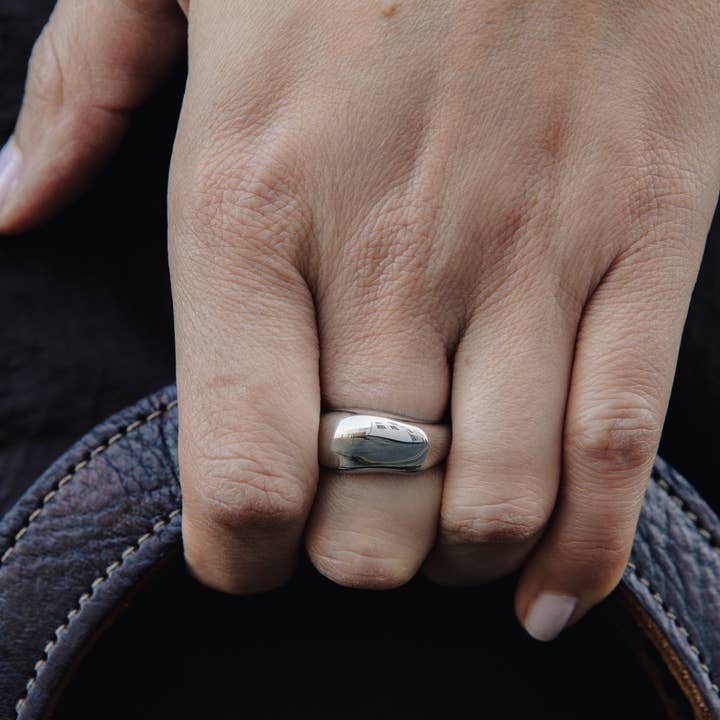 Nordic Muse – wholesale Band/stacked ring – Silver Dome Ring, Waterproof
