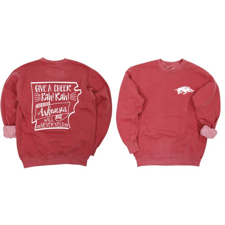 Arkansas Pep Squad Crewneck Fleece I Kardinal for engroshandel hos Kickoff Couture