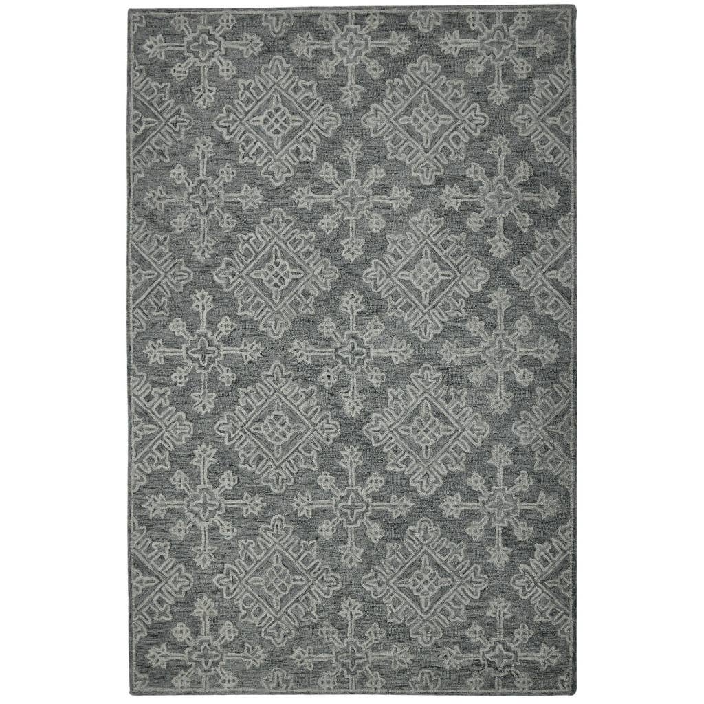 HomeRoots - Wholesale Area Rug - 2' X 3' Graphite And Gray Wool Oriental Hand Hooked Area Rug3