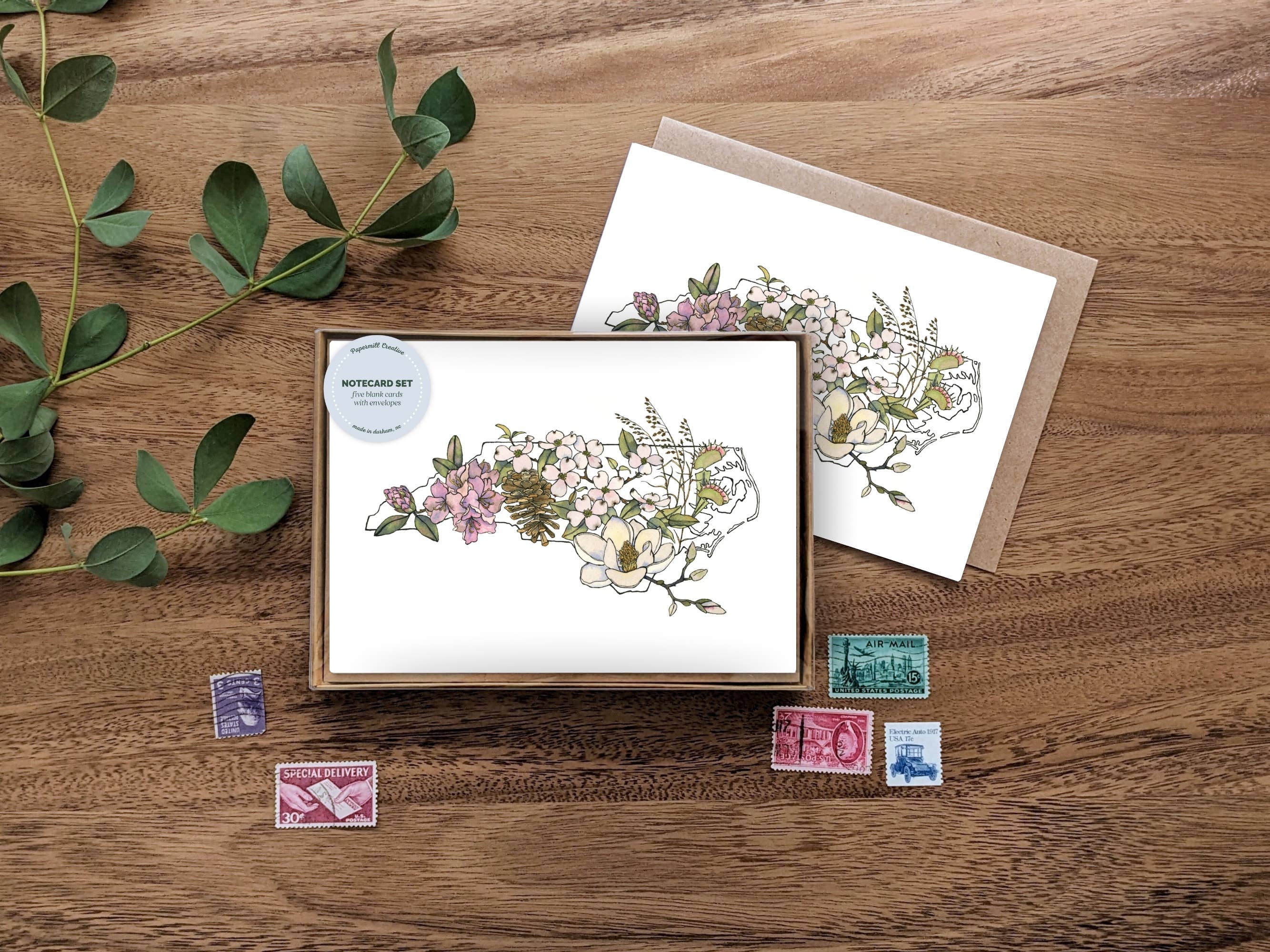 Papermill Creative - Wholesale Stationery/Notecard Set - North Carolina Native Plants notecard set1