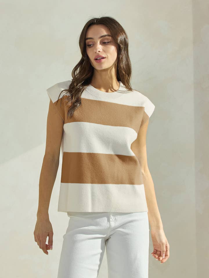 Able - Wholesale Knit Top - Women's - Striped Sleeveless Knit Top