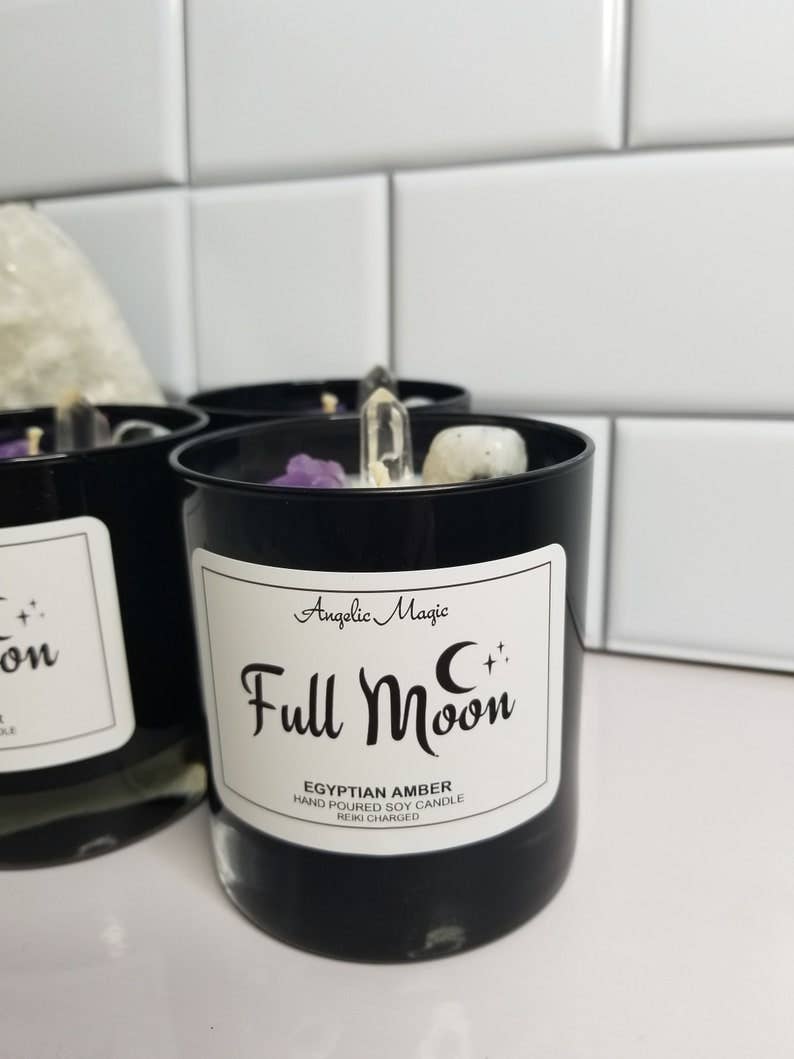 Angelic Magic - Wholesale Jar/Filled Candle - Full Moon Crystal Soy Candle, Amethyst, Moonstone, Quartz6
