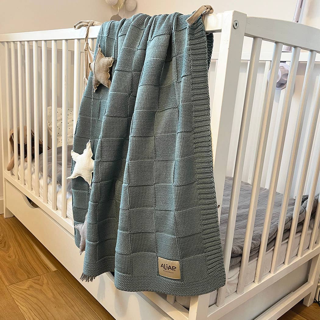 ALIAP - Wholesale Bedding Blanket - Kids & Baby - 100% Merino Wool Blanket Chessboard Knit 5004W7