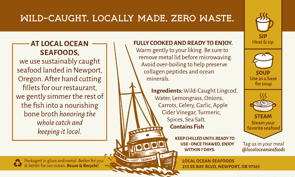 Local Ocean Seafoods - Wholesale Soup - Bone Broth: Lingcod Lemongrass Turmeric - 16 oz FROZEN3