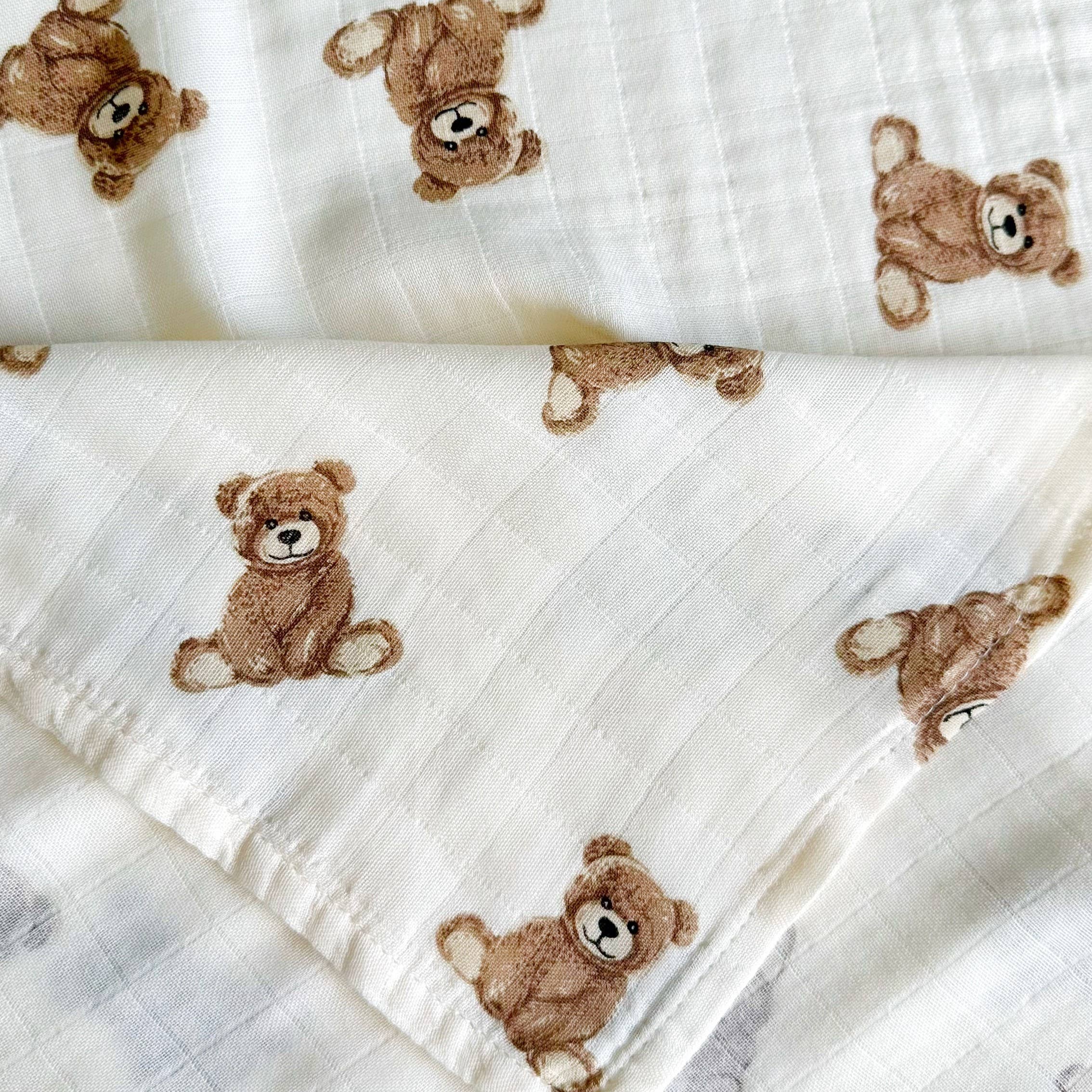 Ali+Oli – wholesale Lindning - Baby – Ali+Oli bambusmuslin babyfilt med björnmönster14