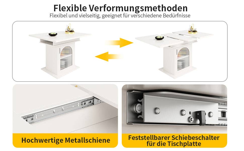 Urban Meuble - Wholesale Side Table - Extendable dining table with wood effect, black storage space, and glass 110-140*70cm CHOCAS BLACK GLASS10