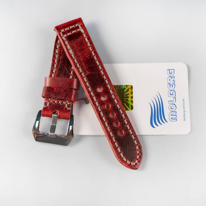 Horlogeband rode wijn, extra hard handgemaakt NIEUW Molberg voor wholesale door Molberg