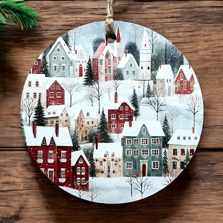 Nordic Village - Wood Christmas Ornament for wholesale by Inkwood Crafters