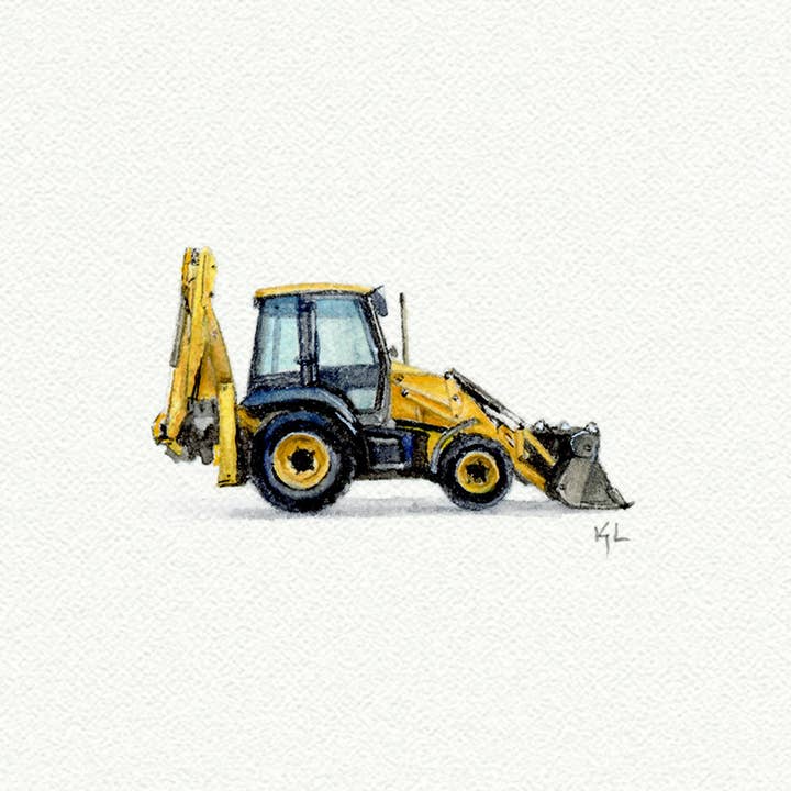 Tractor Miniature Watercolor Painting - Art Print for wholesale by Karen Libecap Tiny Paintings
