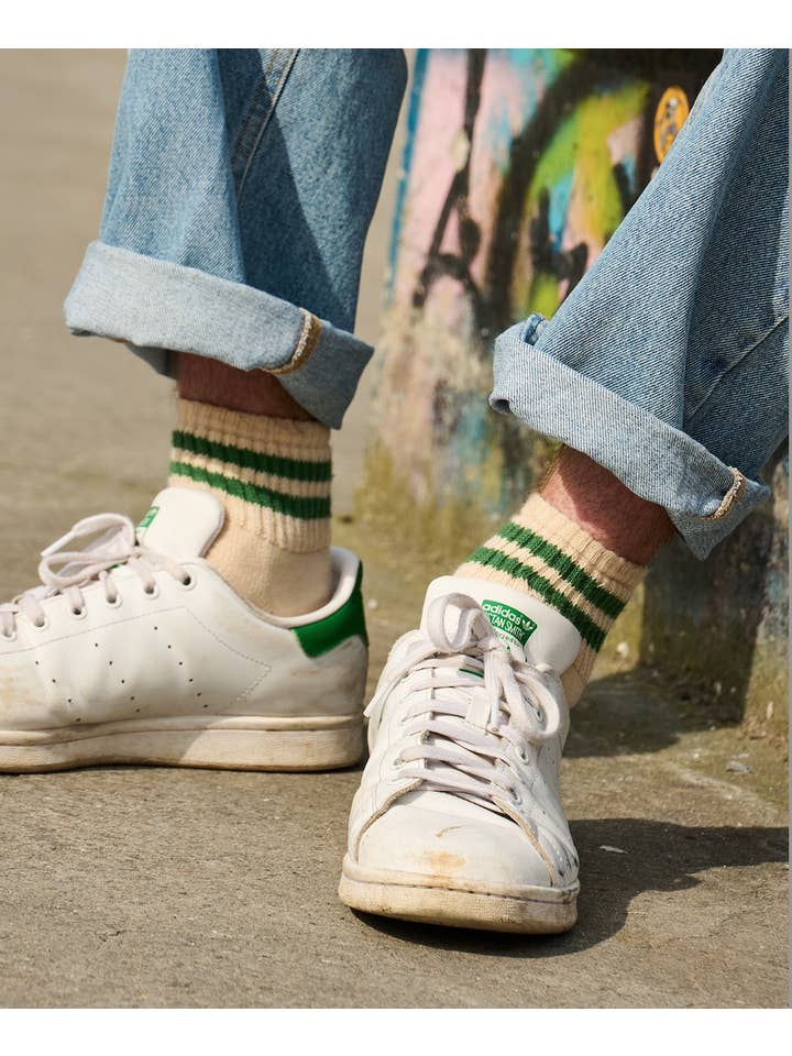 ESCUYER - Wholesale Socks - Men's - Men Ankle Socks - Ecru / Blue / Orange1