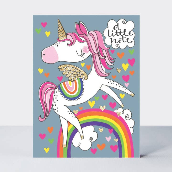 A Little Note - Unicorn - Pakke med 5 notecards for engroshandel hos Rachel Ellen Designs