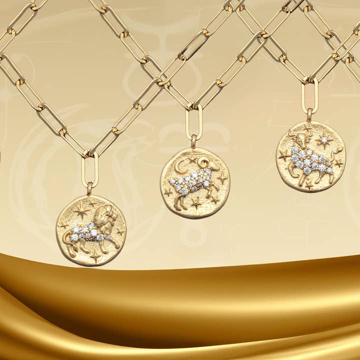 sparkly zodiac coin necklace assortment for wholesale by Cool and Interesting