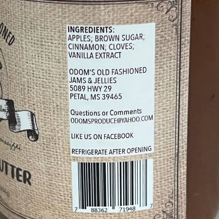 Odom's Old Fashioned Goods - Wholesale Jam/Jelly - Apple Butter 1
