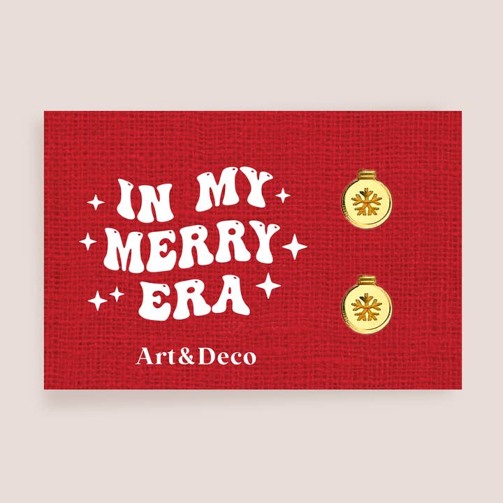 Gold Christmas Ornament Stud Earrings for wholesale by Art and Deco Shop