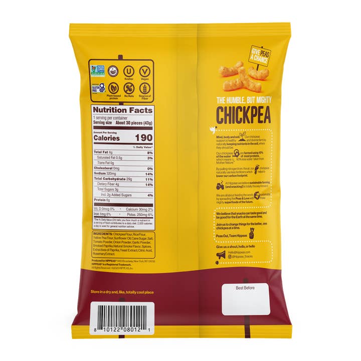 Hippeas - Vente Encas soufflé - Choux aux pois chiches, barbecue bohème, sacs de 12 carats et 1,5 oz - Snacks végétaliens1