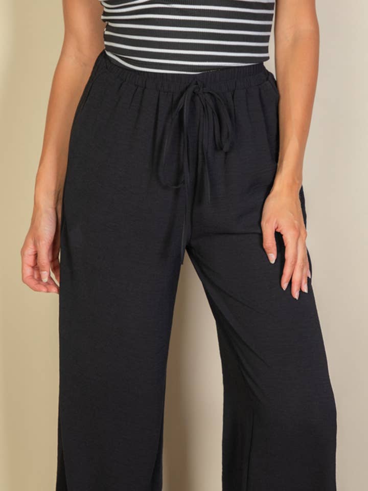 CAPELLA APPAREL - Wholesale Pants - Women's - Drawstring waist wide leg minimalist pants3