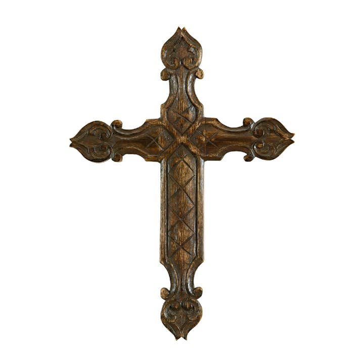 A-51401: WOOD WALL CROSS 18"H,13"W for wholesale by Import Corner