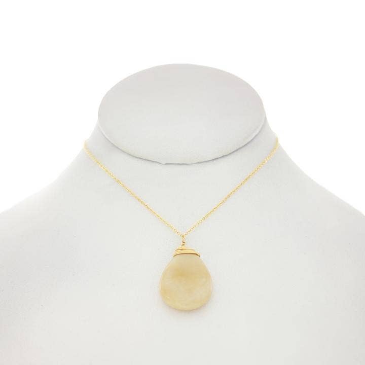 Laranja e limão - colar de gota de opala amarela por atacado de Rafia