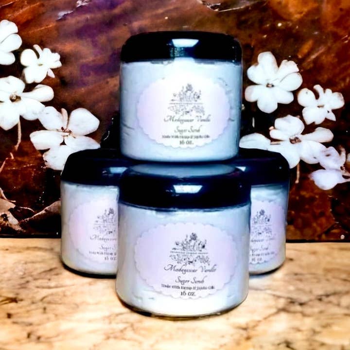 Madagascar Vanilla Sugar Scrub for wholesale by Enchanted Gardens Soapery