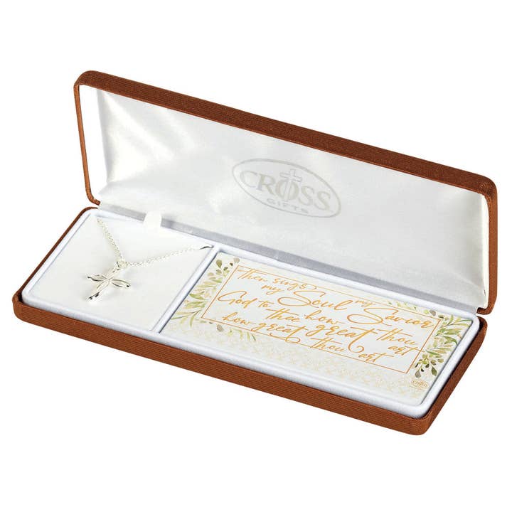 Dicksons - Wholesale Pendant/Charm Necklace - HOW GREAT THOU ART RIBBON CROSS 18" CH