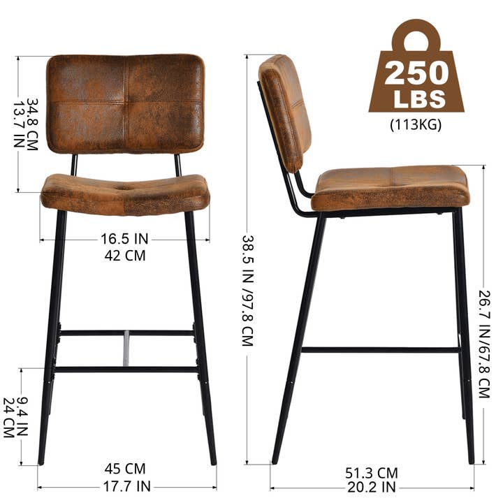 HOMYCASA DESIGN INC - Wholesale Stool - Rustic Suede Counter Height Bar Stool with Metal Frame9