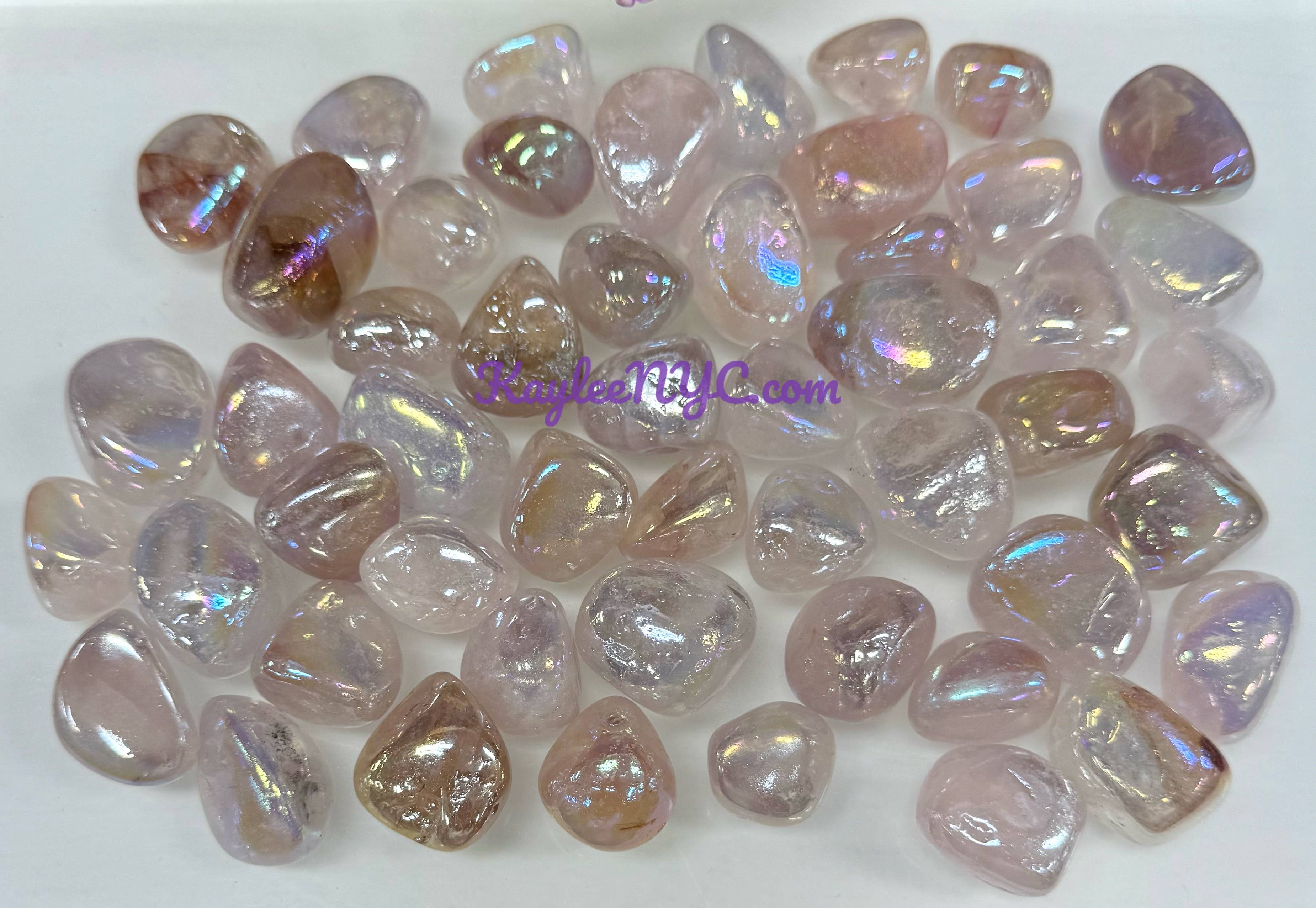 KayleeNYC – wholesale Andlig sten/kristall – Grossistparti 900 g Angel Aura rosenkvarts trumlade kristaller för helande2