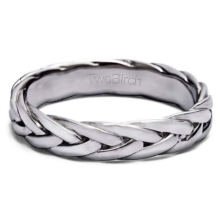 Braided Men's Wedding Ring in 925 Silver for wholesale by TwoBirch