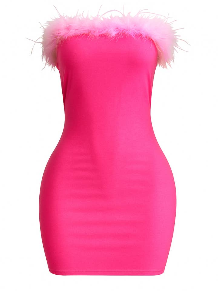 ND3006A Veren Trim Straploze Bodycon Mini Jurk voor wholesale door NEWGENS