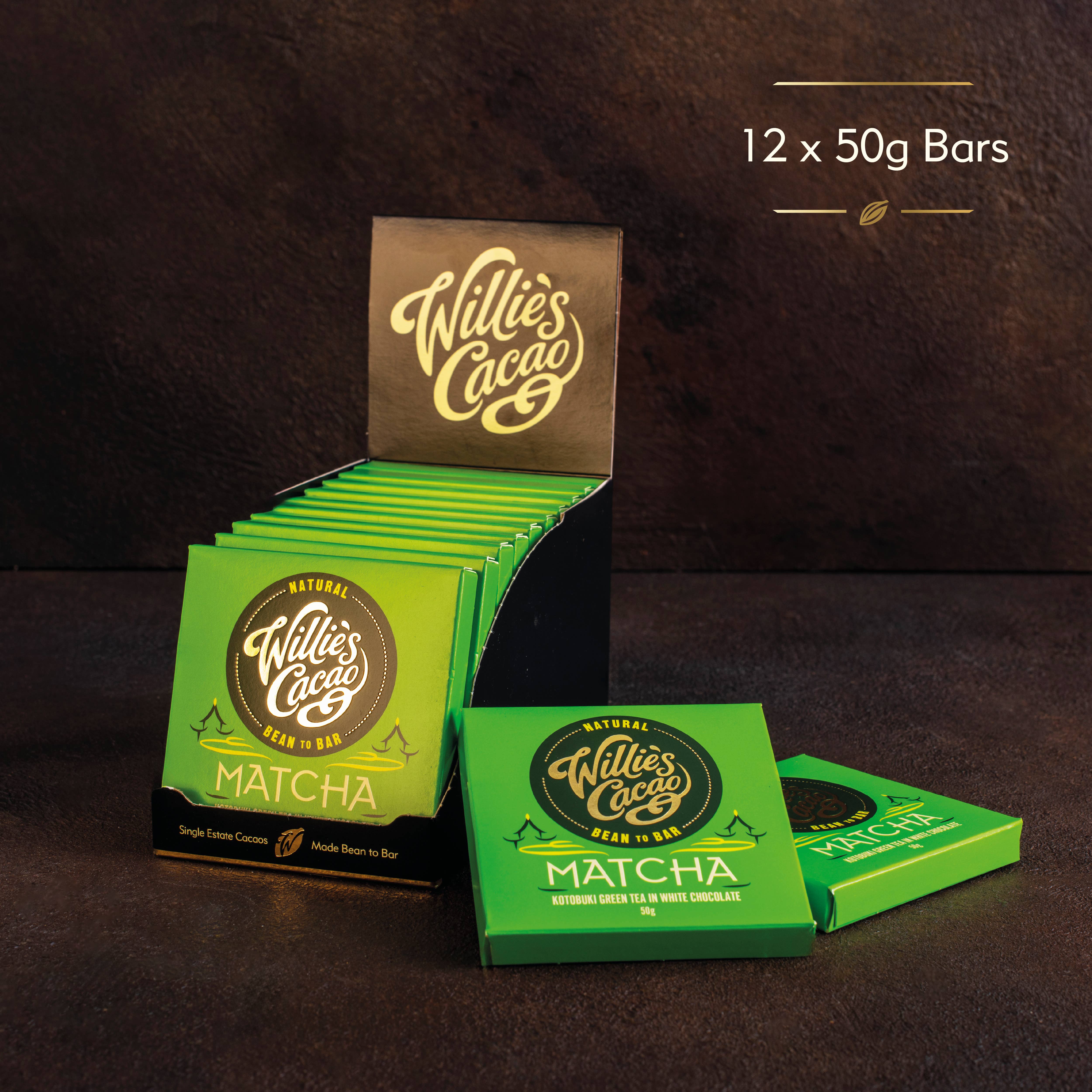 Willie's Cacao - Wholesale Chocolate bar - Matcha. White chocolate w. ceremonial grade matcha. 50g bar3