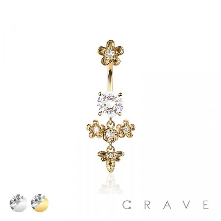 316L SURGICAL STEEL CZ MULTI FLOWER MARQUISE ROUND CZ DANGLE for wholesale by CRAVE