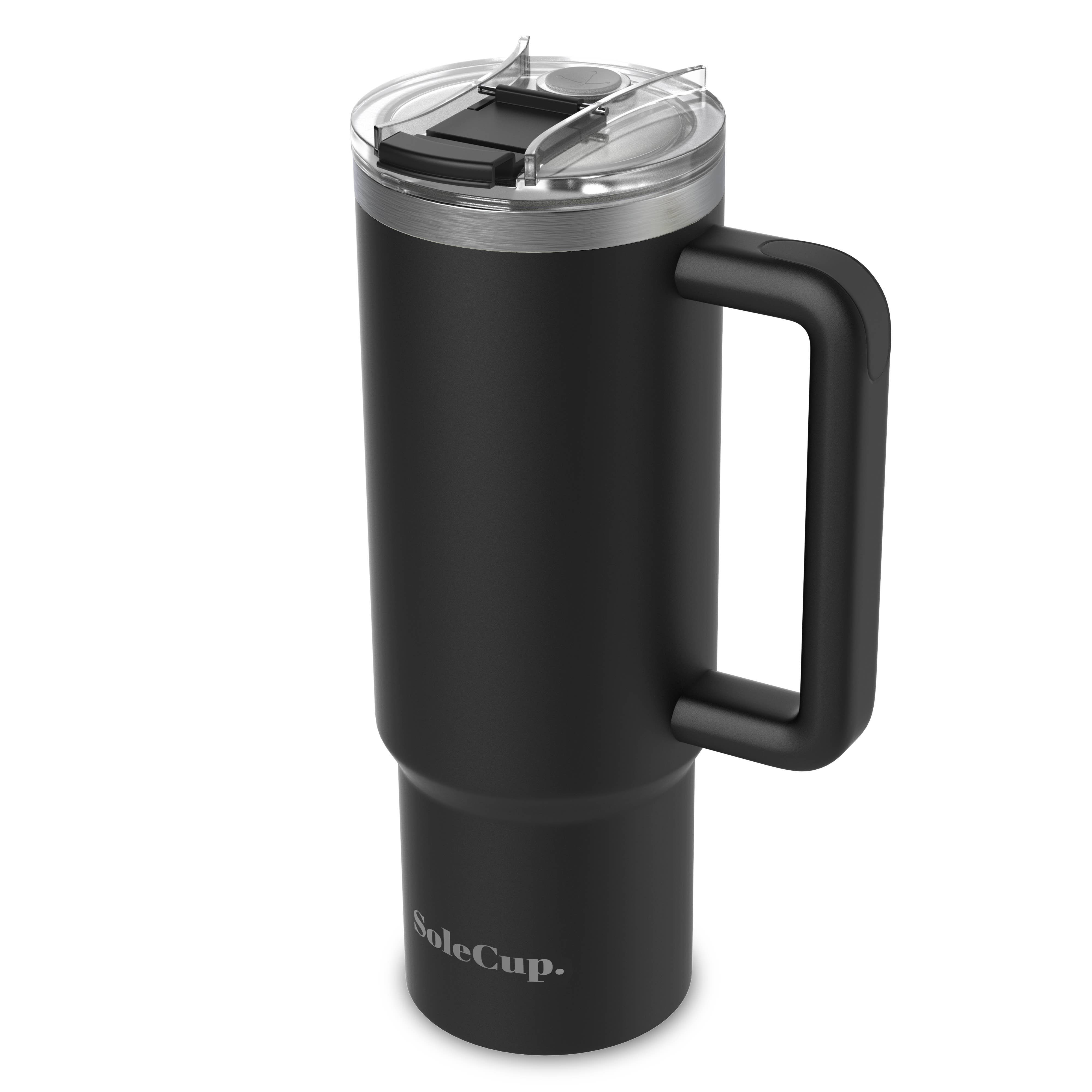 SoleCup – Engroshandel Thermokop – SoleCup XL - 850 ml rejsekrus med hank, låg og to sugerør4