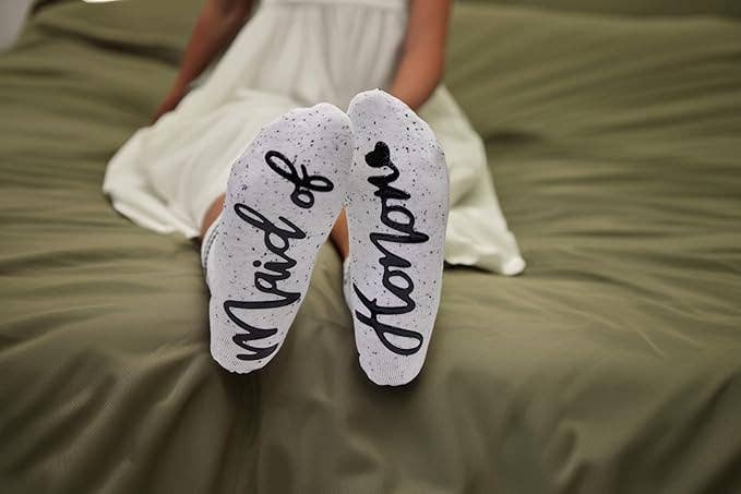 Funky Junque - Wholesale Socks - Women's - Double Stripe Cotton Socks - Maid of Honor (Confetti Ivory)3