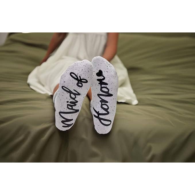 Funky Junque - Wholesale Socks - Women's - Double Stripe Cotton Socks - Maid of Honor (Confetti Ivory)3