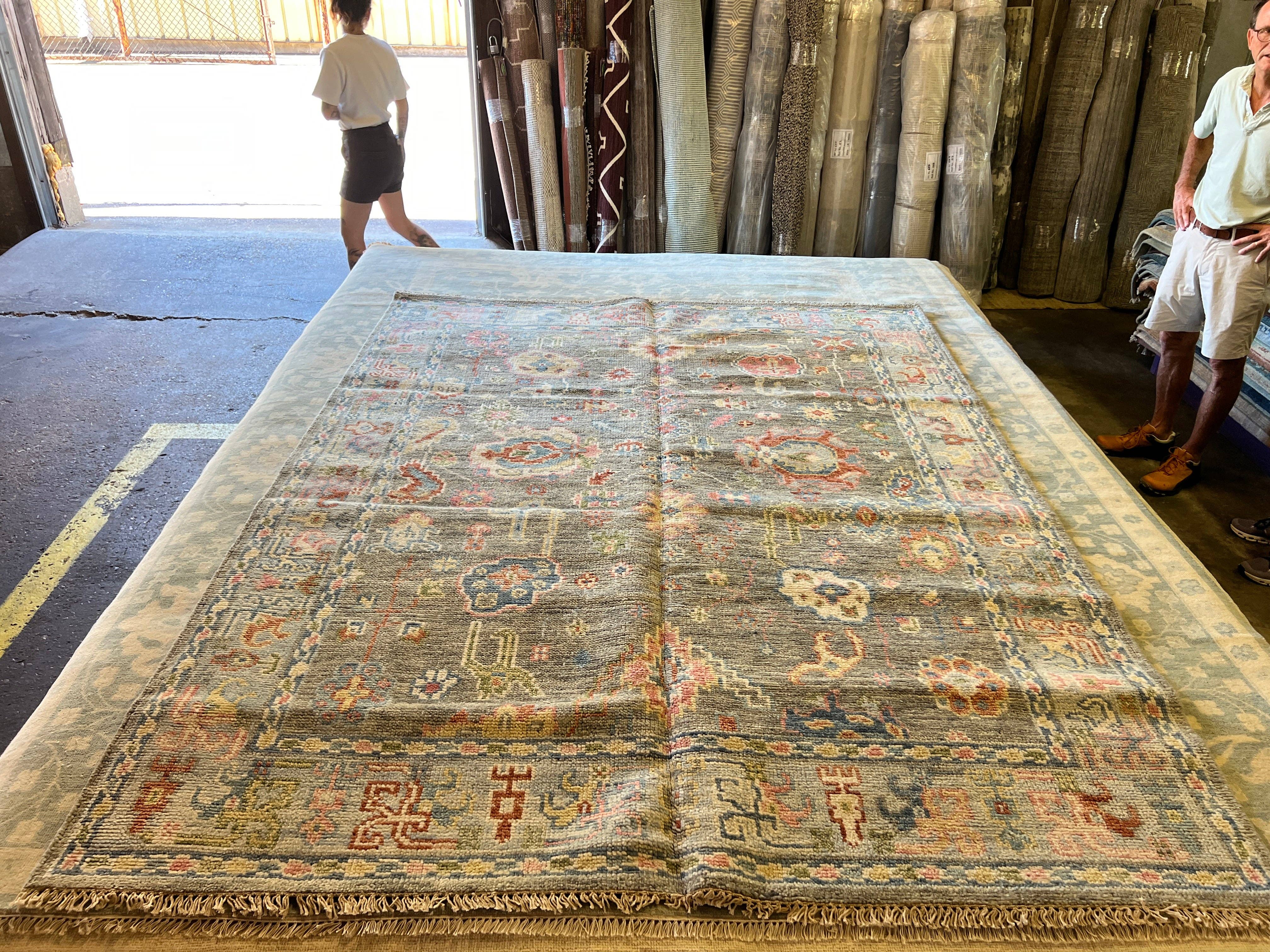 Banana Manor Rug Co. - Wholesale Area Rug - Bianca  8x10 Grey Hand-Knotted Oushak Rug8