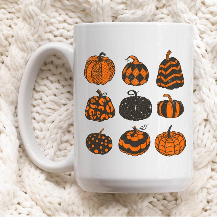 15oz Vintage Pumpkin Ceramic Coffee Mug for wholesale by P E T I T R U E